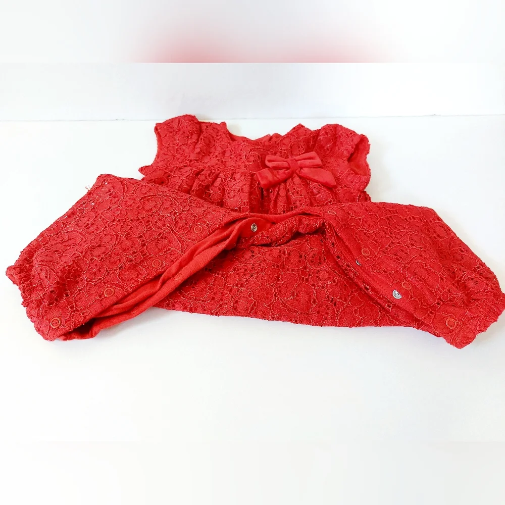Red‎ Lace Jumpsuit with Bow size 12m Cat & Jack Wedding Church Special Occasion